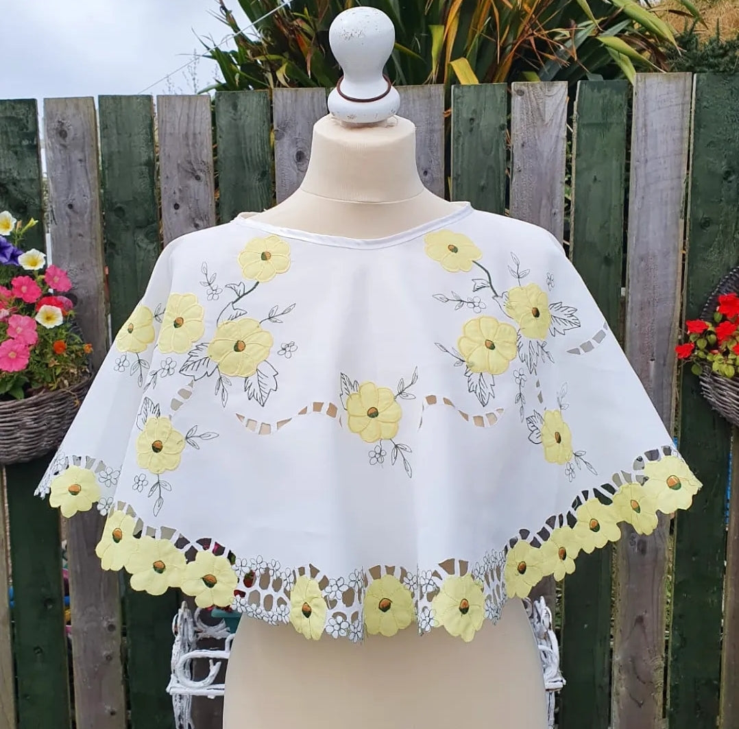 Upcycled cloth top - yellow flowers