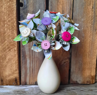 Upcycled map flowers