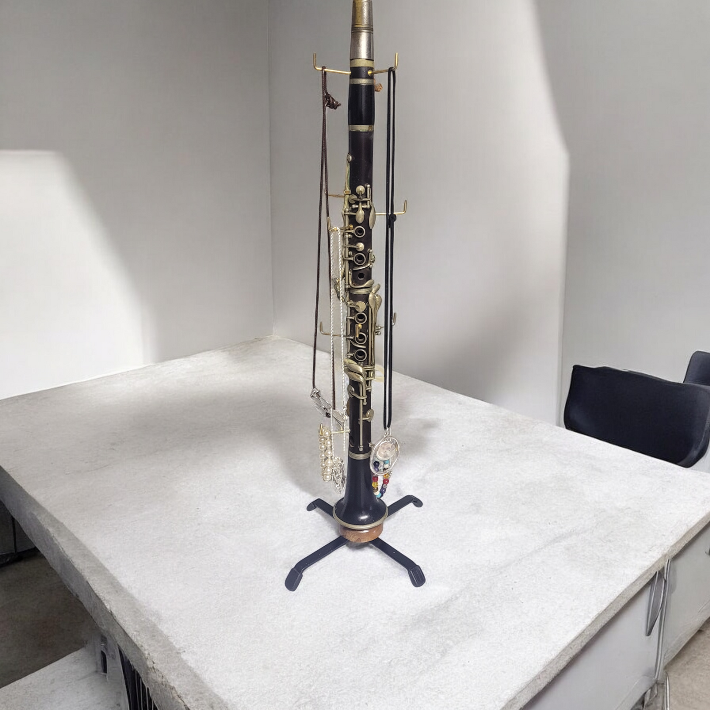 Vintage clarinet jewellery stand