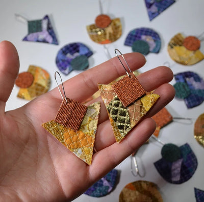 Triangle Earrings - Bronze & Yellow