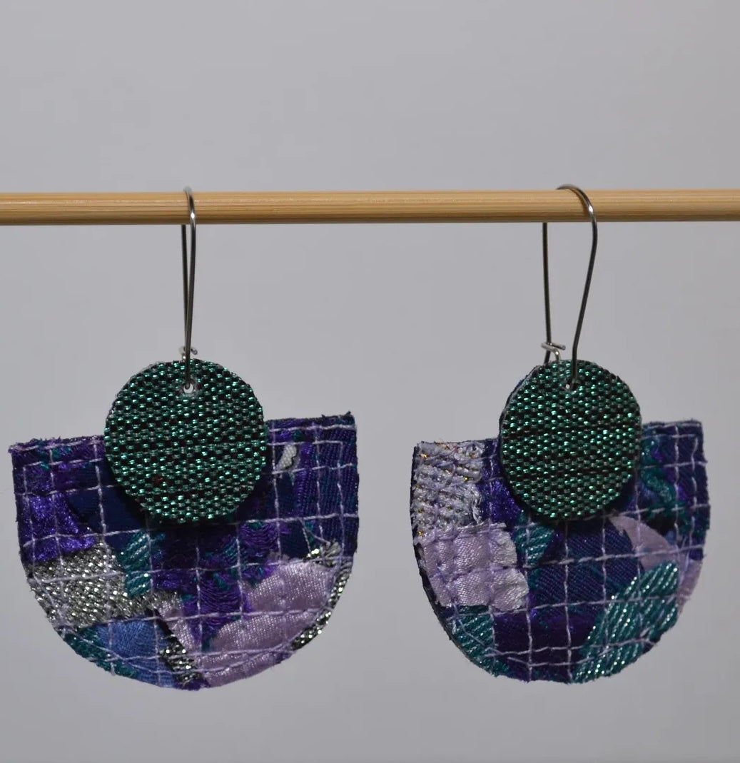 Dangle Earrings - Sparkling Turquoise and Purple