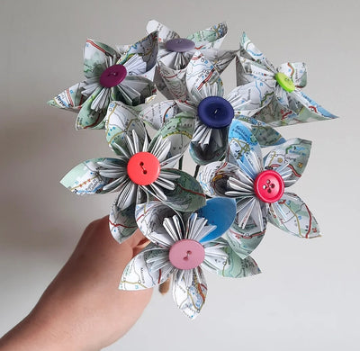 Upcycled Map Flowers