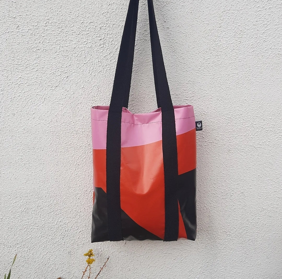 Tent Tote - red black and pink