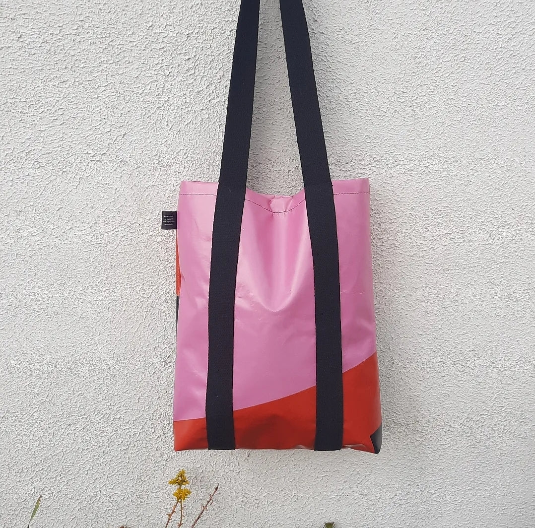 Tent Tote - red black and pink