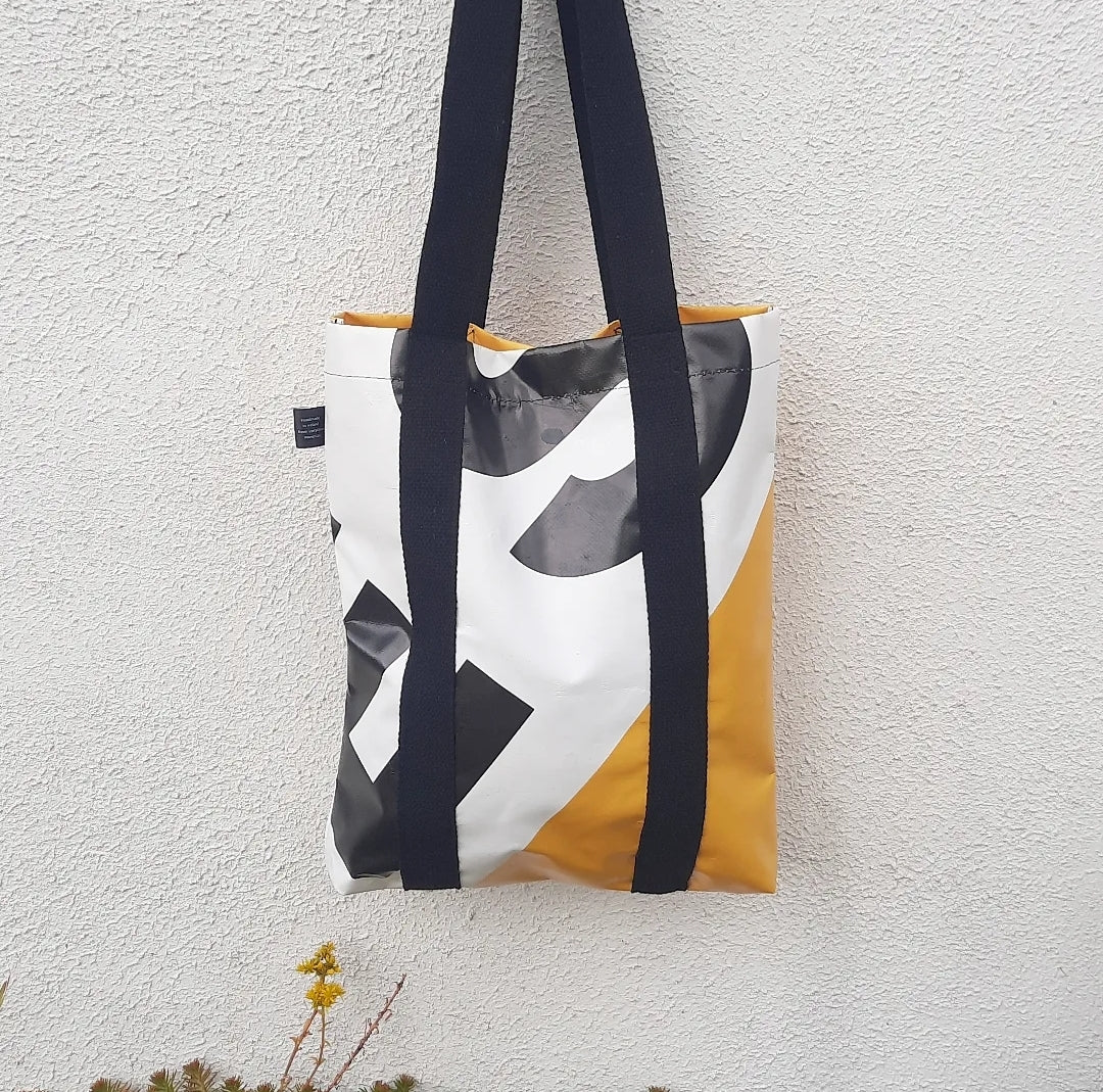 Tent Tote - yellow, black and white