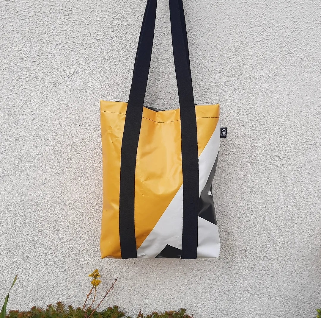 Tent Tote - yellow, black and white