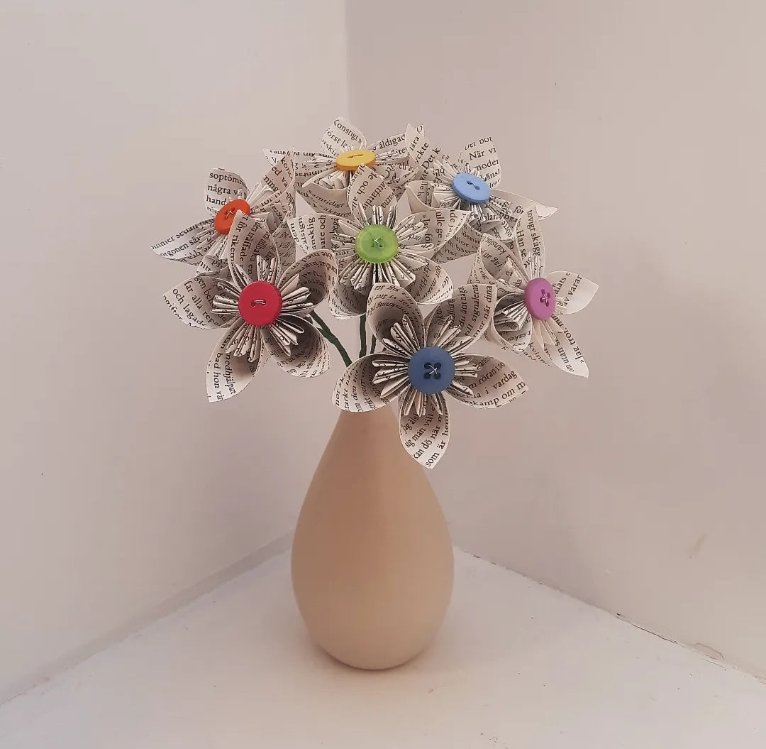 Upcycled book page flowers