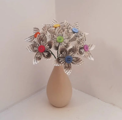Upcycled book page flowers